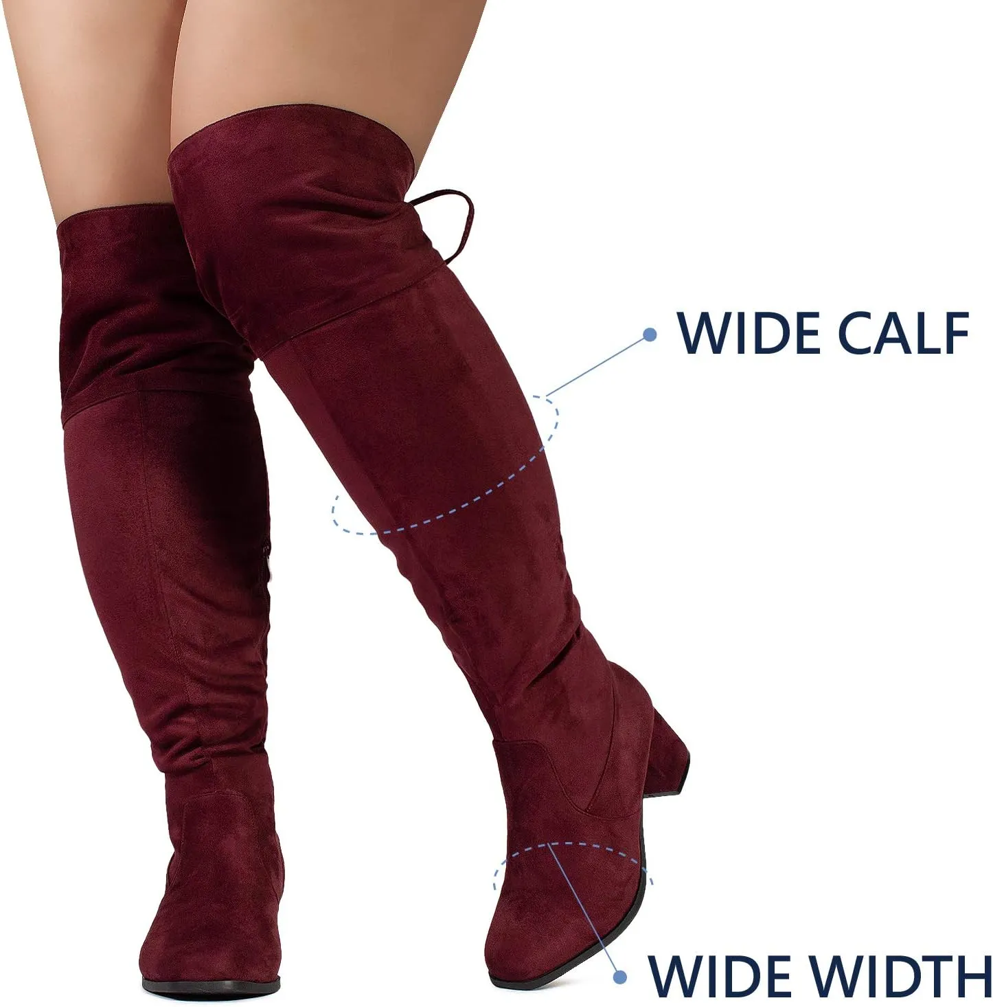 RF ROOM OF FASHION Women's Wide Calf Wide Width Block Heel Stretchy Over The Knee Boots - Plus Size Friendly