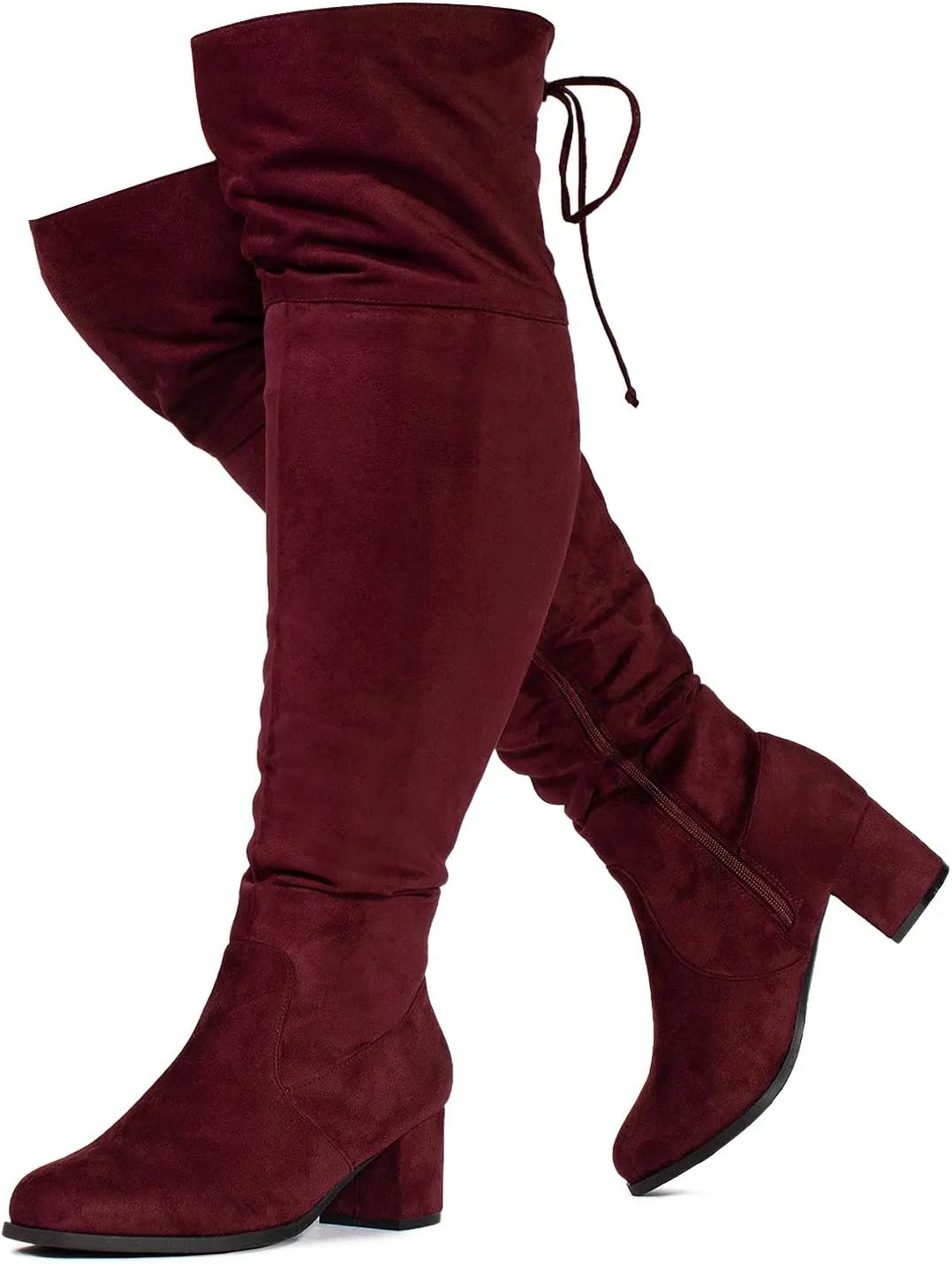 RF ROOM OF FASHION Women's Wide Calf Wide Width Block Heel Stretchy Over The Knee Boots - Plus Size Friendly