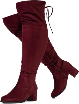 RF ROOM OF FASHION Women's Wide Calf Wide Width Block Heel Stretchy Over The Knee Boots - Plus Size Friendly