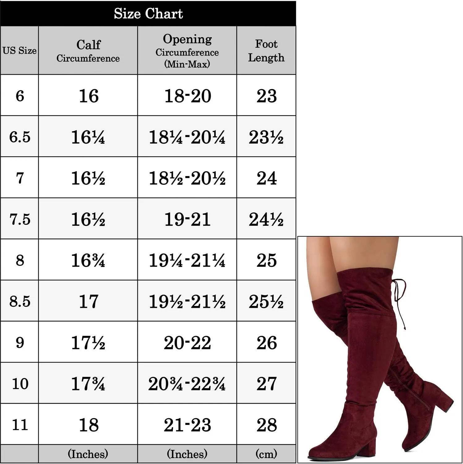 RF ROOM OF FASHION Women's Wide Calf Wide Width Block Heel Stretchy Over The Knee Boots - Plus Size Friendly