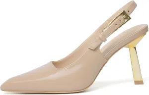 RIBONGZ Slingback Heels for Women Closed Pointed Toe Stiletto High Heels Dress Sexy Pumps Heeled Wedding Bride Prom Party Evening Dressy Shoes