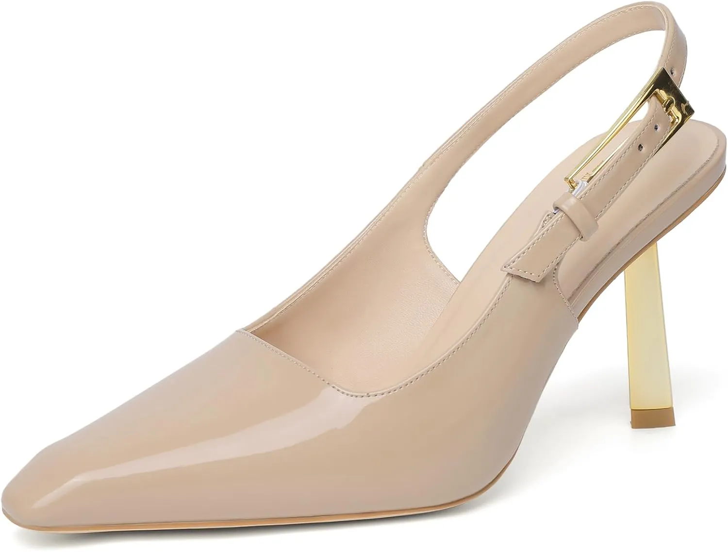 RIBONGZ Slingback Heels for Women Closed Pointed Toe Stiletto High Heels Dress Sexy Pumps Heeled Wedding Bride Prom Party Evening Dressy Shoes