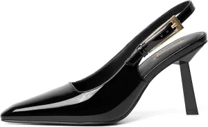 RIBONGZ Slingback Heels for Women Closed Pointed Toe Stiletto High Heels Dress Sexy Pumps Heeled Wedding Bride Prom Party Evening Dressy Shoes