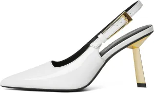 RIBONGZ Slingback Heels for Women Closed Pointed Toe Stiletto High Heels Dress Sexy Pumps Heeled Wedding Bride Prom Party Evening Dressy Shoes