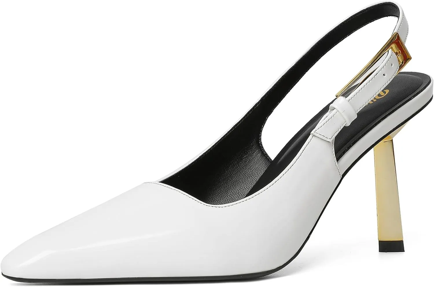 RIBONGZ Slingback Heels for Women Closed Pointed Toe Stiletto High Heels Dress Sexy Pumps Heeled Wedding Bride Prom Party Evening Dressy Shoes