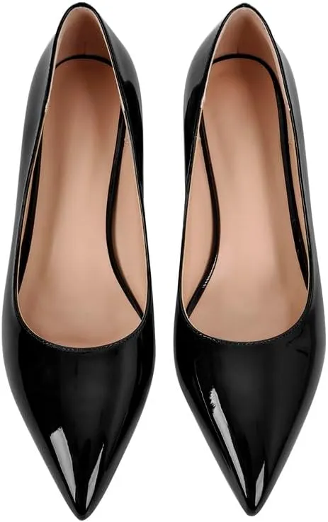 richealnini Women's Block Heel Pumps Slip On Pointed Toe Heels Dress Work Pumps
