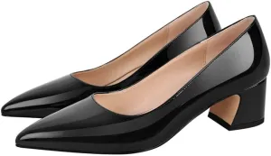 richealnini Women's Block Heel Pumps Slip On Pointed Toe Heels Dress Work Pumps