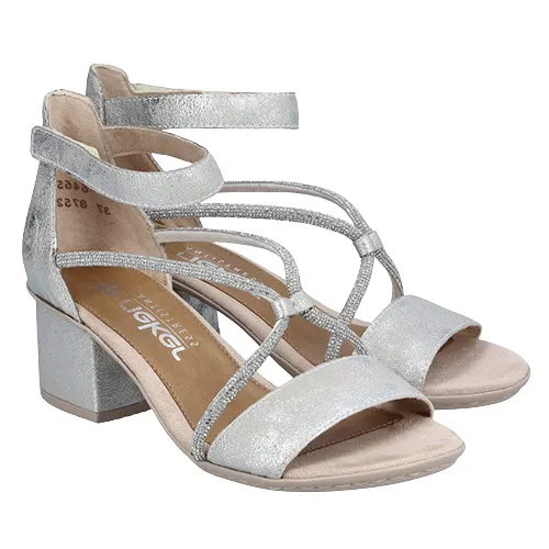 Rieker  Block Heeled Sandals - 64654-40 - Silver
