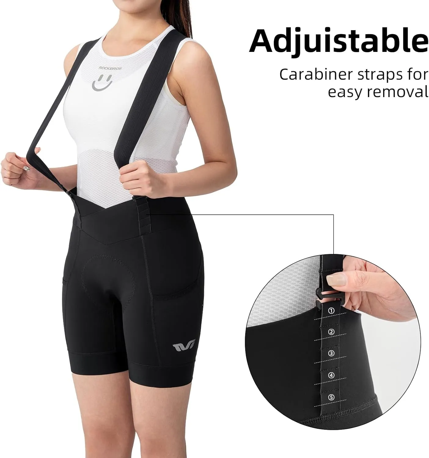 ROCKBROS Women's Cycling Bib Shorts Breathable High Stretchy Cycling Shorts