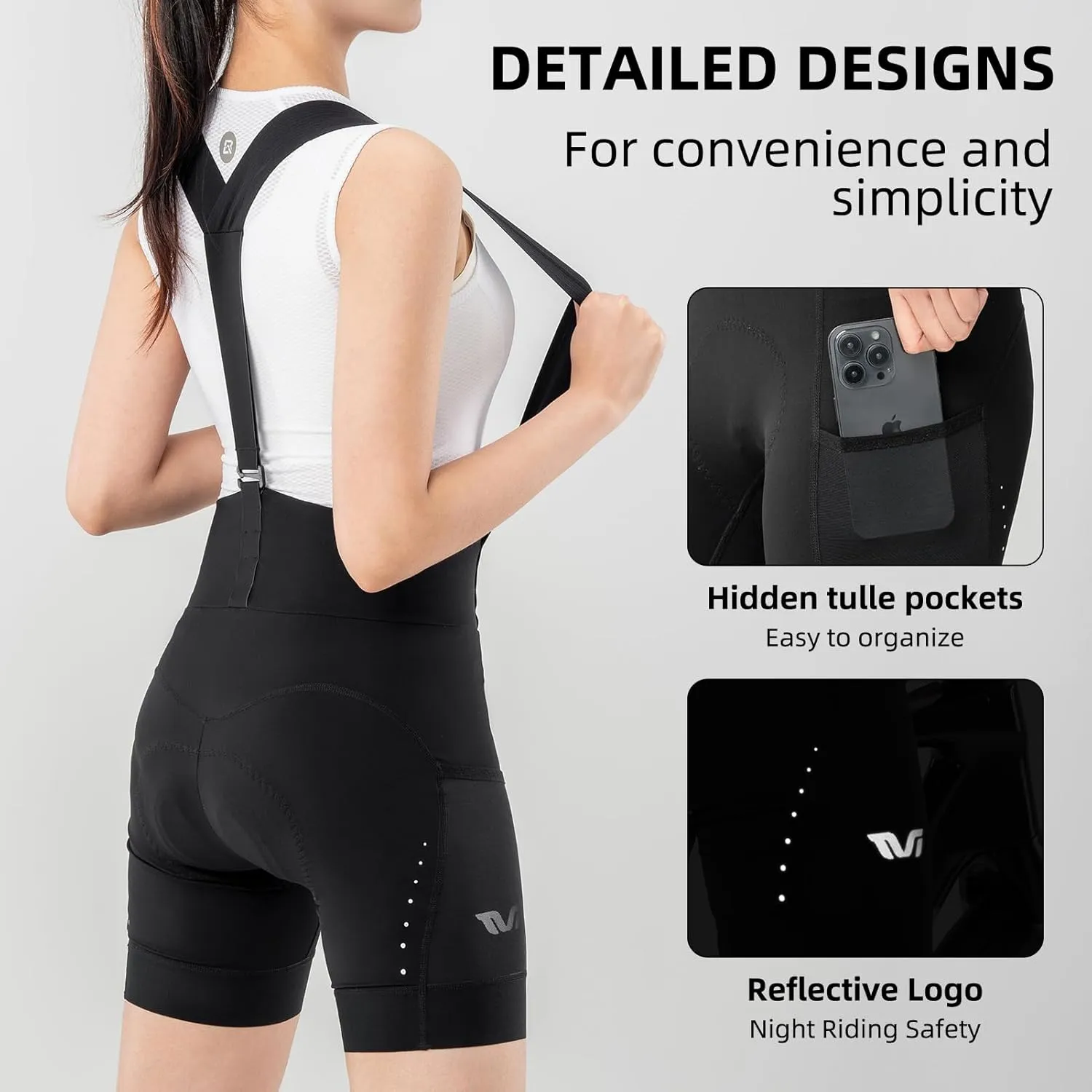 ROCKBROS Women's Cycling Bib Shorts Breathable High Stretchy Cycling Shorts