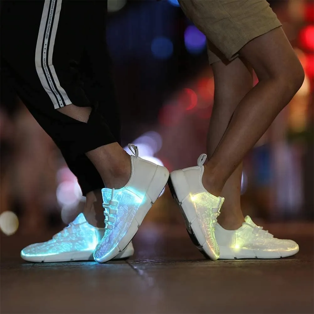 rosyclo Light Up Shoes Fiber Optic LED Luminous Trainers for Men Women USB Charging Breathable Flashing Trainers for Festivals Party Luminous Shoes