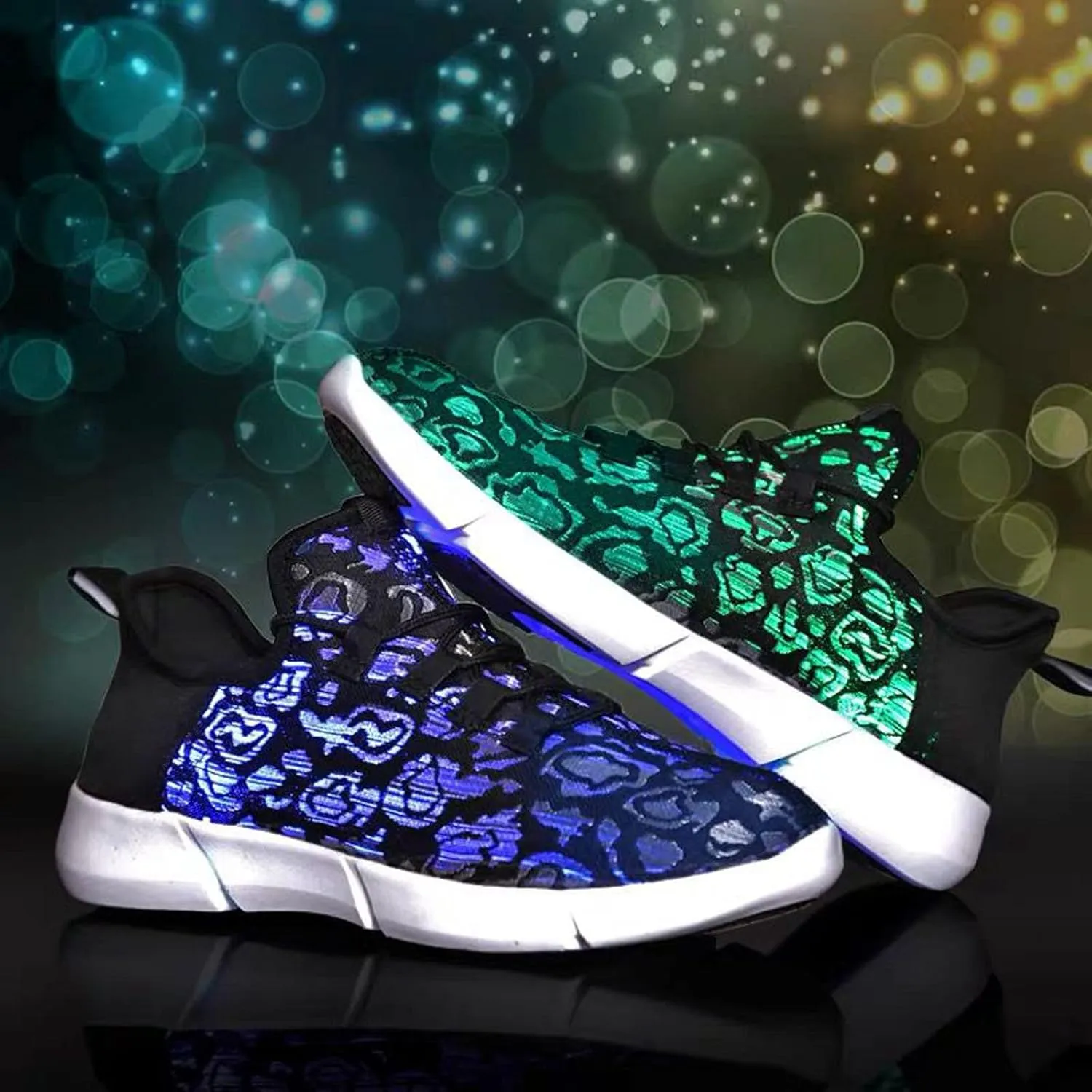 rosyclo Light Up Shoes Fiber Optic LED Luminous Trainers for Men Women USB Charging Breathable Flashing Trainers for Festivals Party Luminous Shoes