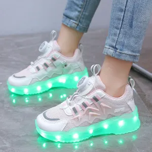 Rotating Button Charging Colorful Light Shoes Sports Light Up Shoes