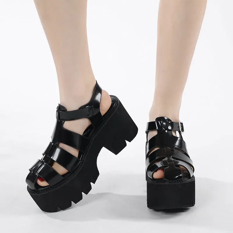 Round-headed Sponge Cake Bottom Hollow Sandal