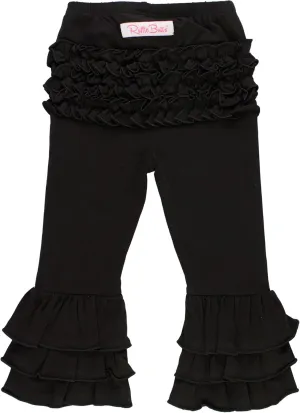 RuffleButts® Baby/Toddler Girls Stretchy Flare Pants w/Ruffles