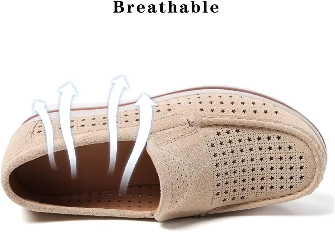 Ruiatoo Womens Slip on Loafers Comfortable Thick Soft Platform Shoes Business Casual Walking Shoes