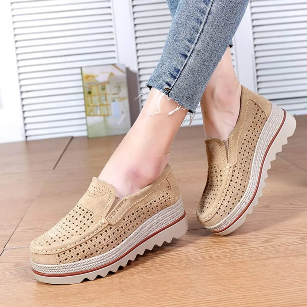 Ruiatoo Womens Slip on Loafers Comfortable Thick Soft Platform Shoes Business Casual Walking Shoes