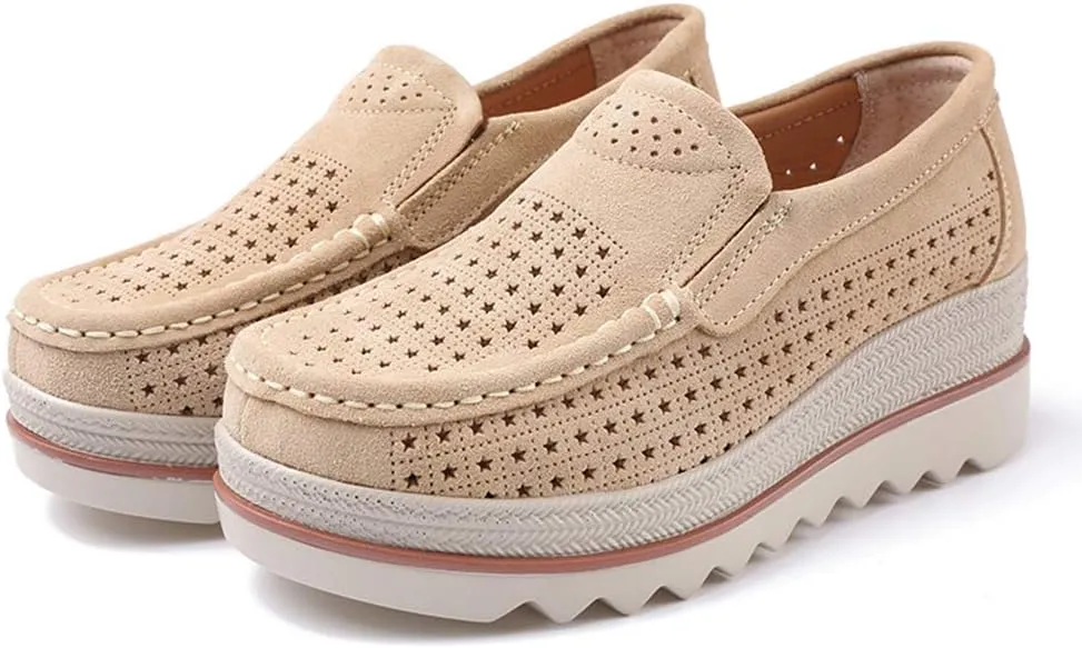 Ruiatoo Womens Slip on Loafers Comfortable Thick Soft Platform Shoes Business Casual Walking Shoes