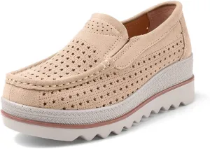 Ruiatoo Womens Slip on Loafers Comfortable Thick Soft Platform Shoes Business Casual Walking Shoes