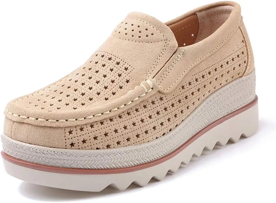 Ruiatoo Womens Slip on Loafers Comfortable Thick Soft Platform Shoes Business Casual Walking Shoes