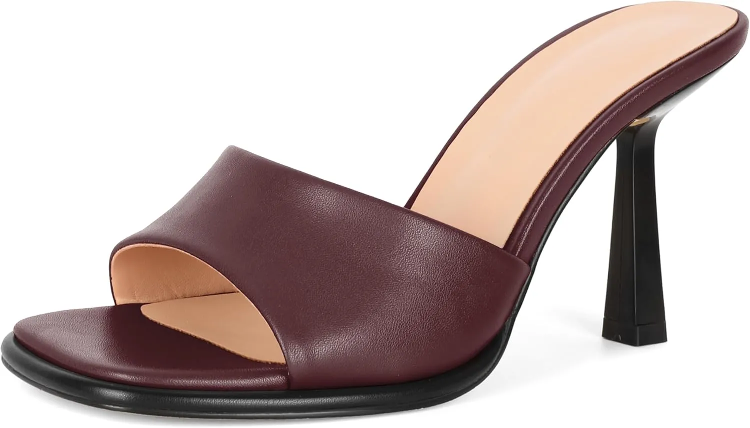 SAMMITOP Women's High Stiletto Heels Sandals Square Open Toe One Band Slip On Mules Slide Comfort Party Dating Daily Vacation Shoes 3.5 Inch