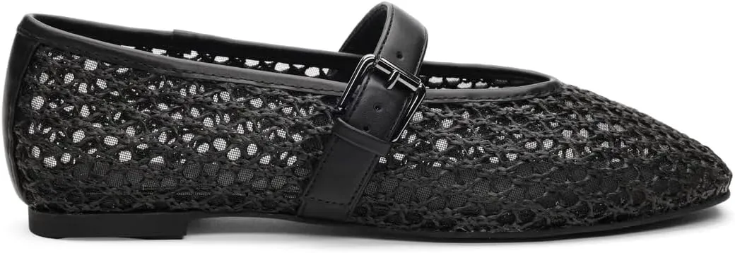 Sanctuary Women's Gia Mary Jane Flats-Crochet Knit, Slip-on, Memory Foam Cushioning, Flexible Rubber Outsole