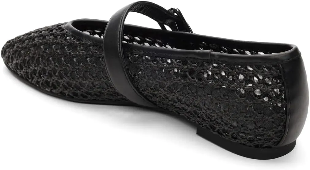 Sanctuary Women's Gia Mary Jane Flats-Crochet Knit, Slip-on, Memory Foam Cushioning, Flexible Rubber Outsole