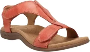 Sandals for Women Casual Summer Leather Sandal Platform Wedge Sandal Comfort Arch Support Cooling Gel Padding and an Adjustable Fit Walking Comfort Sandals,Red,US5/EU36