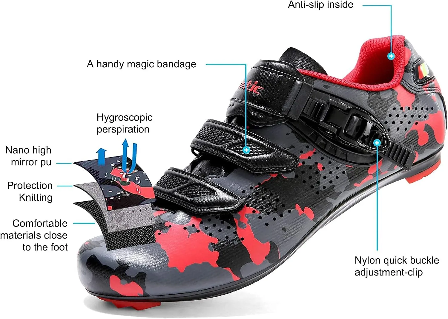 Santic Unisex Cycling Shoes Indoor Road Bike Shoes Riding Shoes for Men and Women