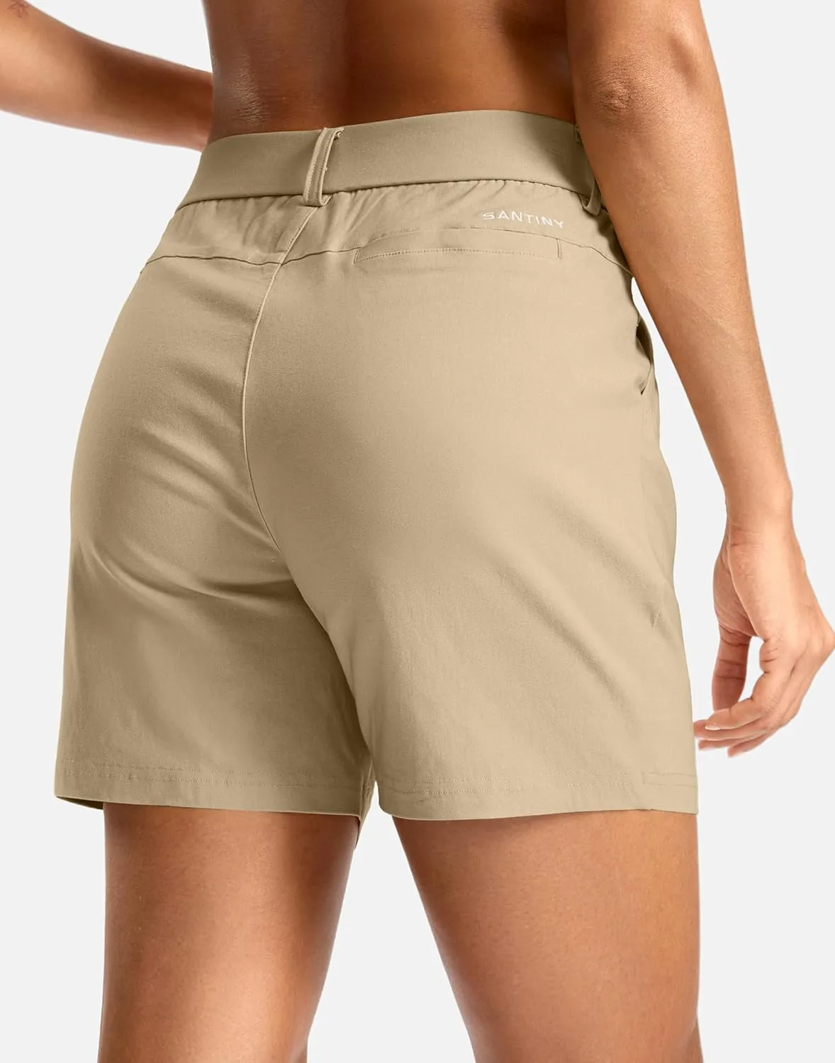 SANTINY Women's 5" Hiking Golf Shorts Quick Dry Stretch Casual Work Shorts with Pockets for Women Walking Travel Summer