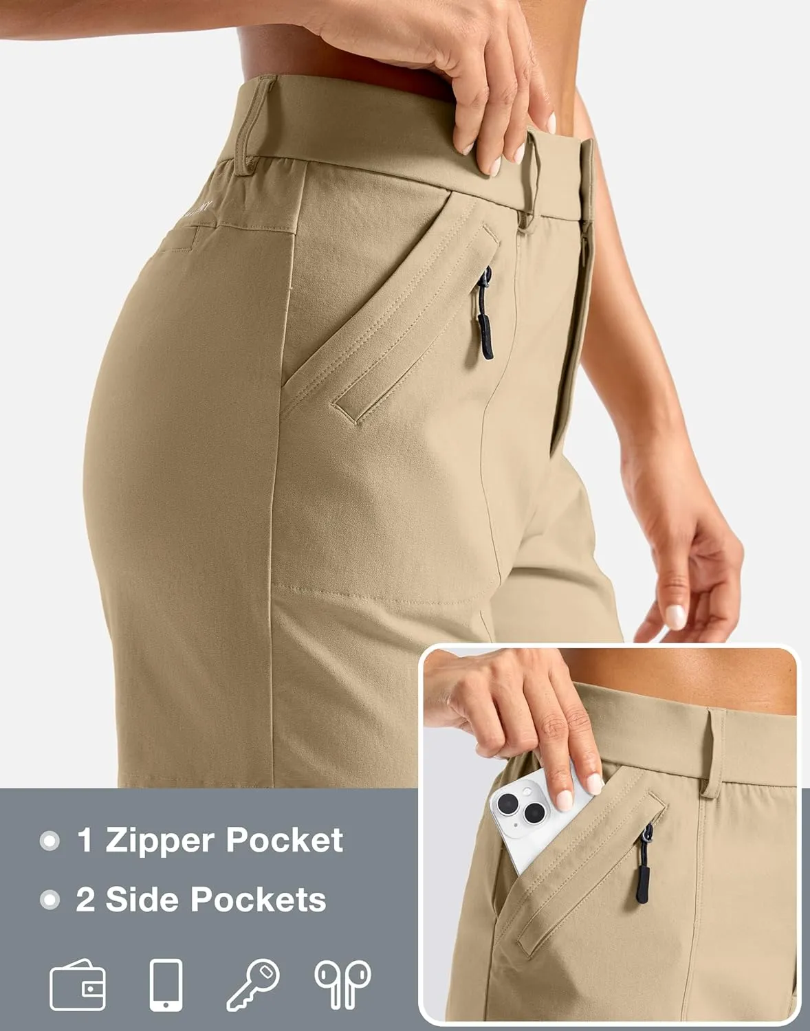 SANTINY Women's 5" Hiking Golf Shorts Quick Dry Stretch Casual Work Shorts with Pockets for Women Walking Travel Summer