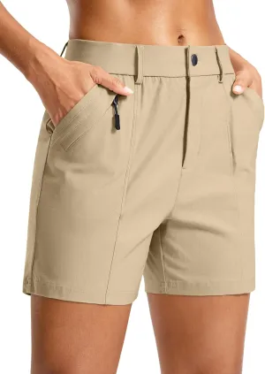 SANTINY Women's 5" Hiking Golf Shorts Quick Dry Stretch Casual Work Shorts with Pockets for Women Walking Travel Summer