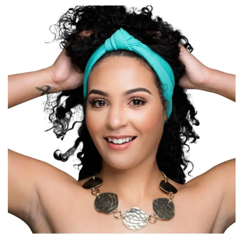 SATIN LINED KNOTTED HEADBAND (Seafoam Knotted Headband)