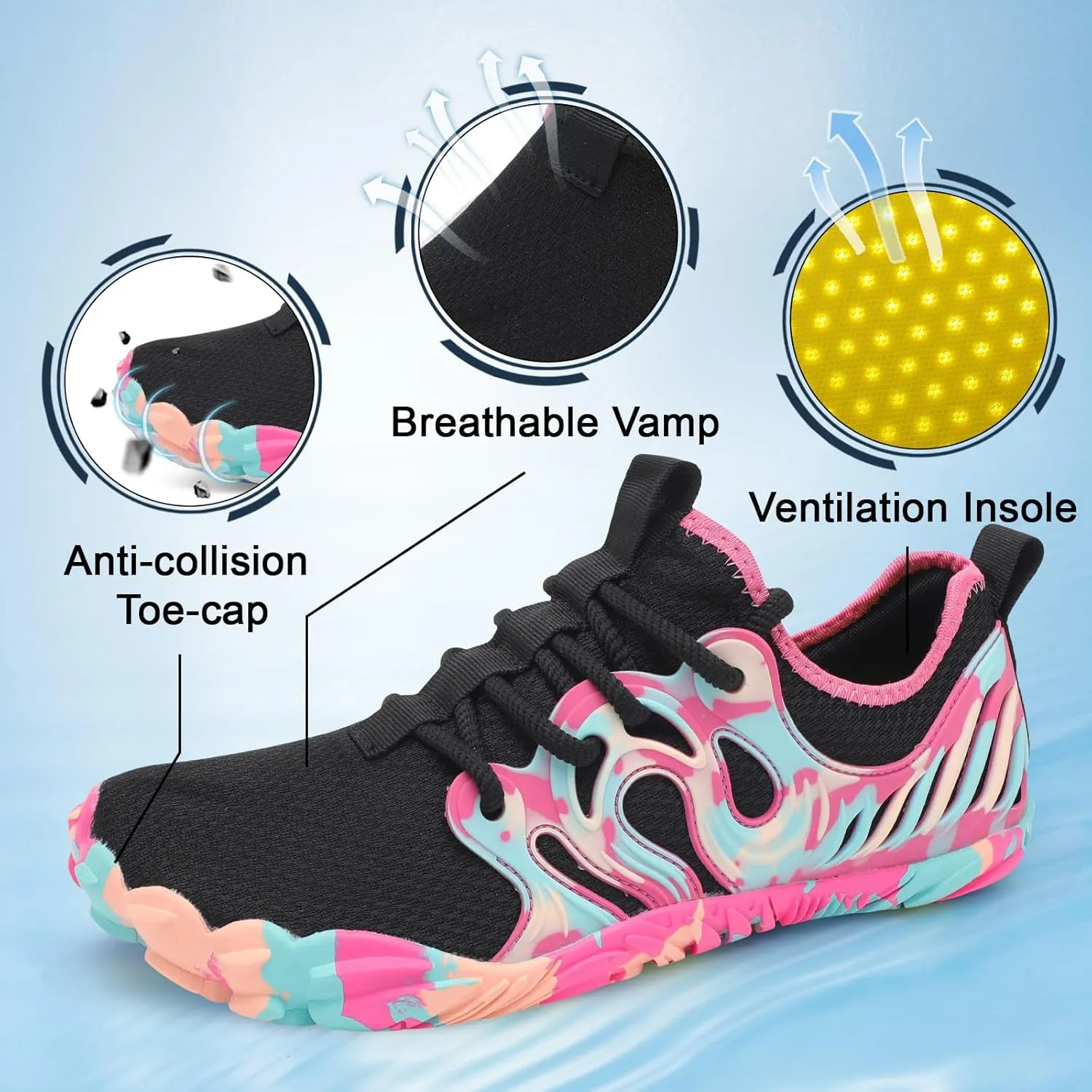 Scurtain Unisex Mens Womens Athletic Hiking Water Shoes Barefoot Aqua Shoes for Beach Swimming Hiking Boating Sailing