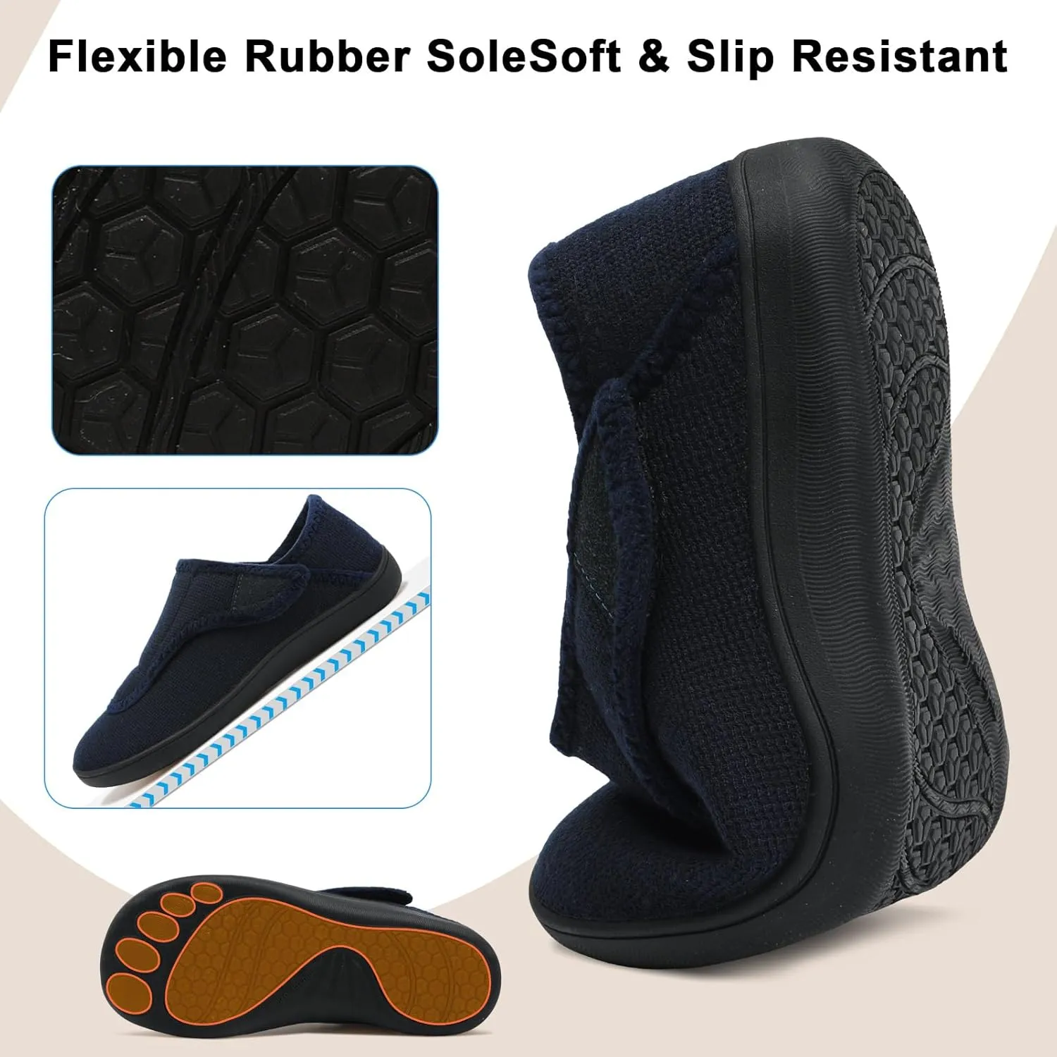 Scurtain Womens Slippers Comfy Wide Diabetic Slippers Adjustable Walking Shoes Neuropathy Orthopedic Recovery House Shoes