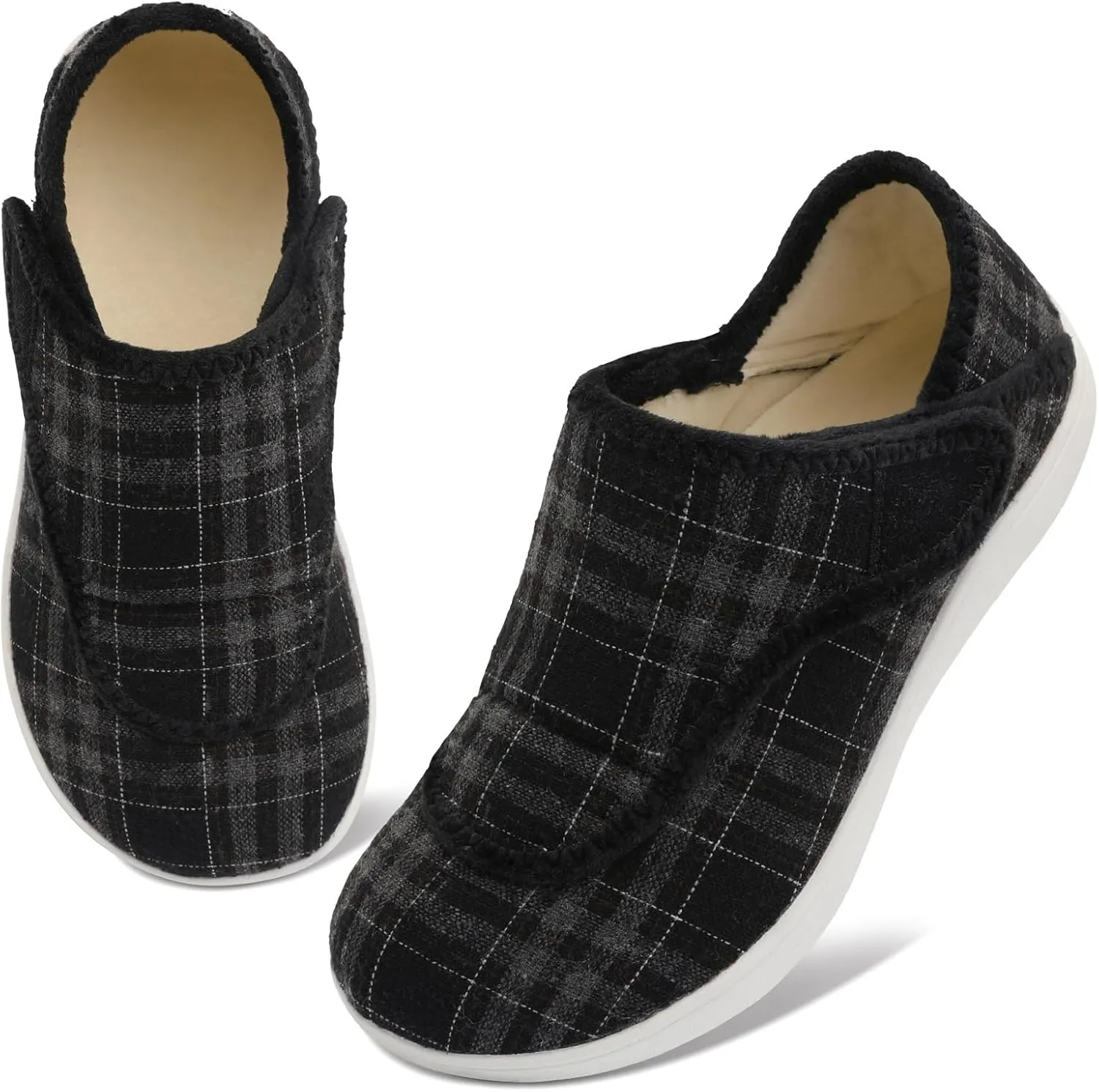 Scurtain Womens Slippers Comfy Wide Diabetic Slippers Adjustable Walking Shoes Neuropathy Orthopedic Recovery House Shoes