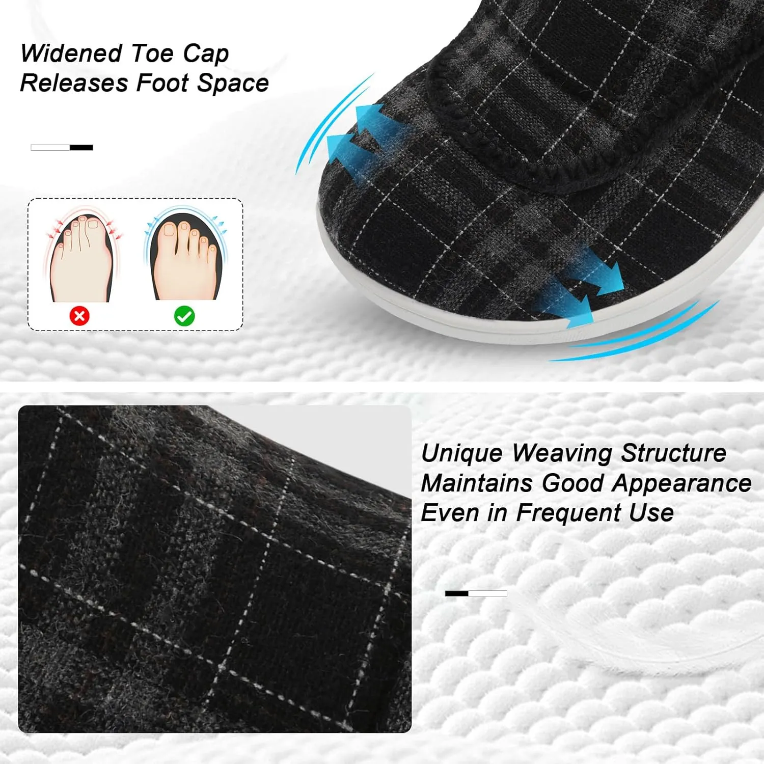 Scurtain Womens Slippers Comfy Wide Diabetic Slippers Adjustable Walking Shoes Neuropathy Orthopedic Recovery House Shoes