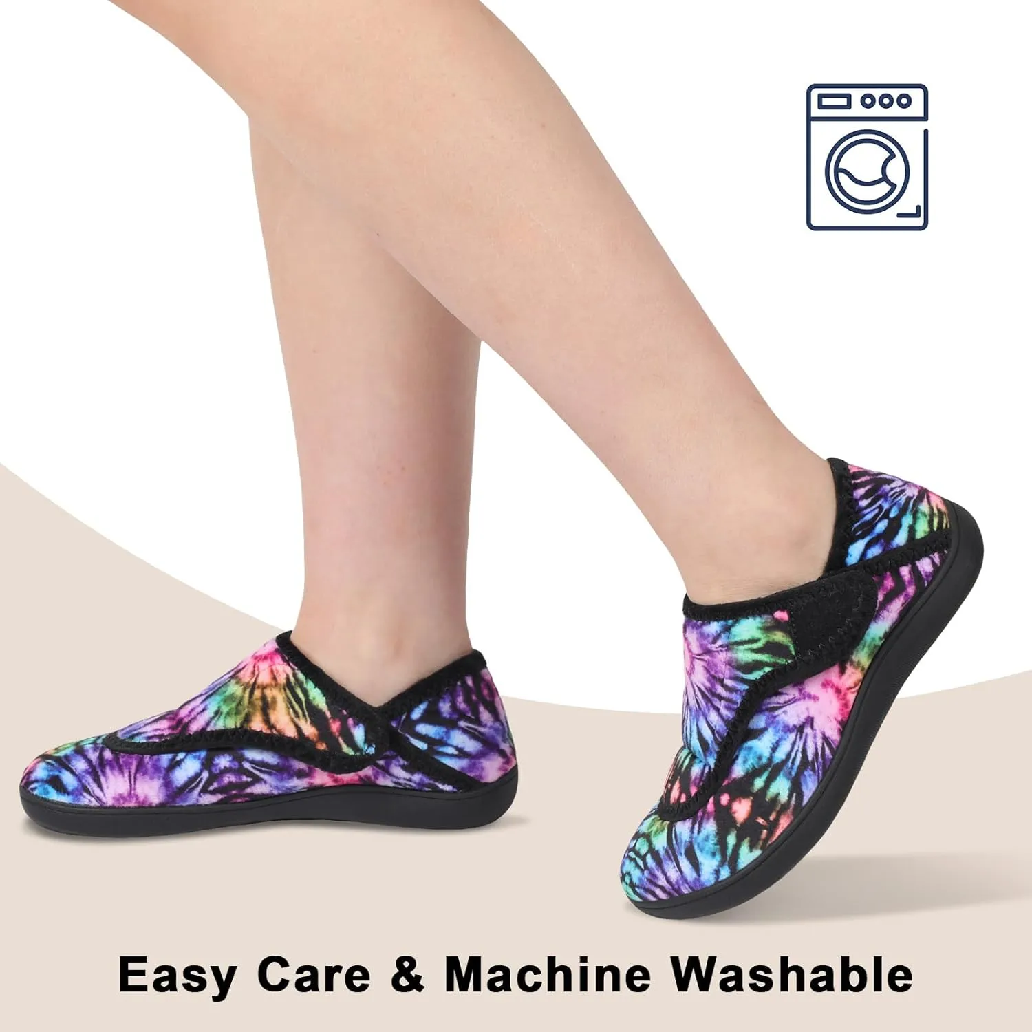 Scurtain Womens Slippers Comfy Wide Diabetic Slippers Adjustable Walking Shoes Neuropathy Orthopedic Recovery House Shoes