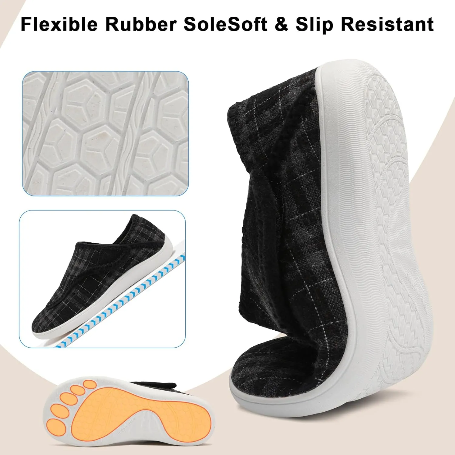 Scurtain Womens Slippers Comfy Wide Diabetic Slippers Adjustable Walking Shoes Neuropathy Orthopedic Recovery House Shoes