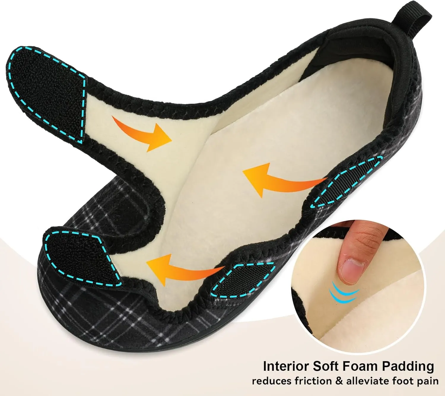 Scurtain Womens Slippers Wide Diabetic Shoes Comfy Neuropathy Bunion Recovery Shoes Casual Walking Shoes Indoor Outdoor Slippers
