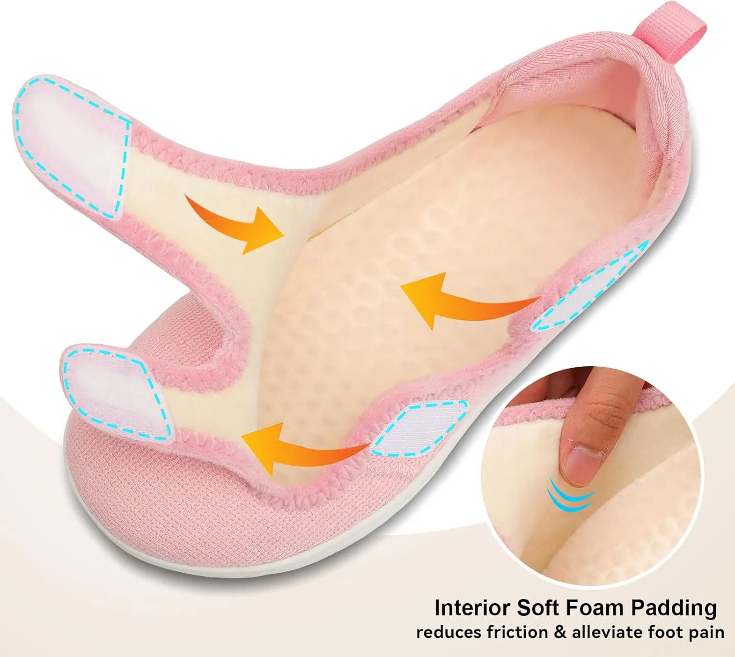 Scurtain Womens Slippers Wide Diabetic Shoes Comfy Neuropathy Bunion Recovery Shoes Casual Walking Shoes Indoor Outdoor Slippers