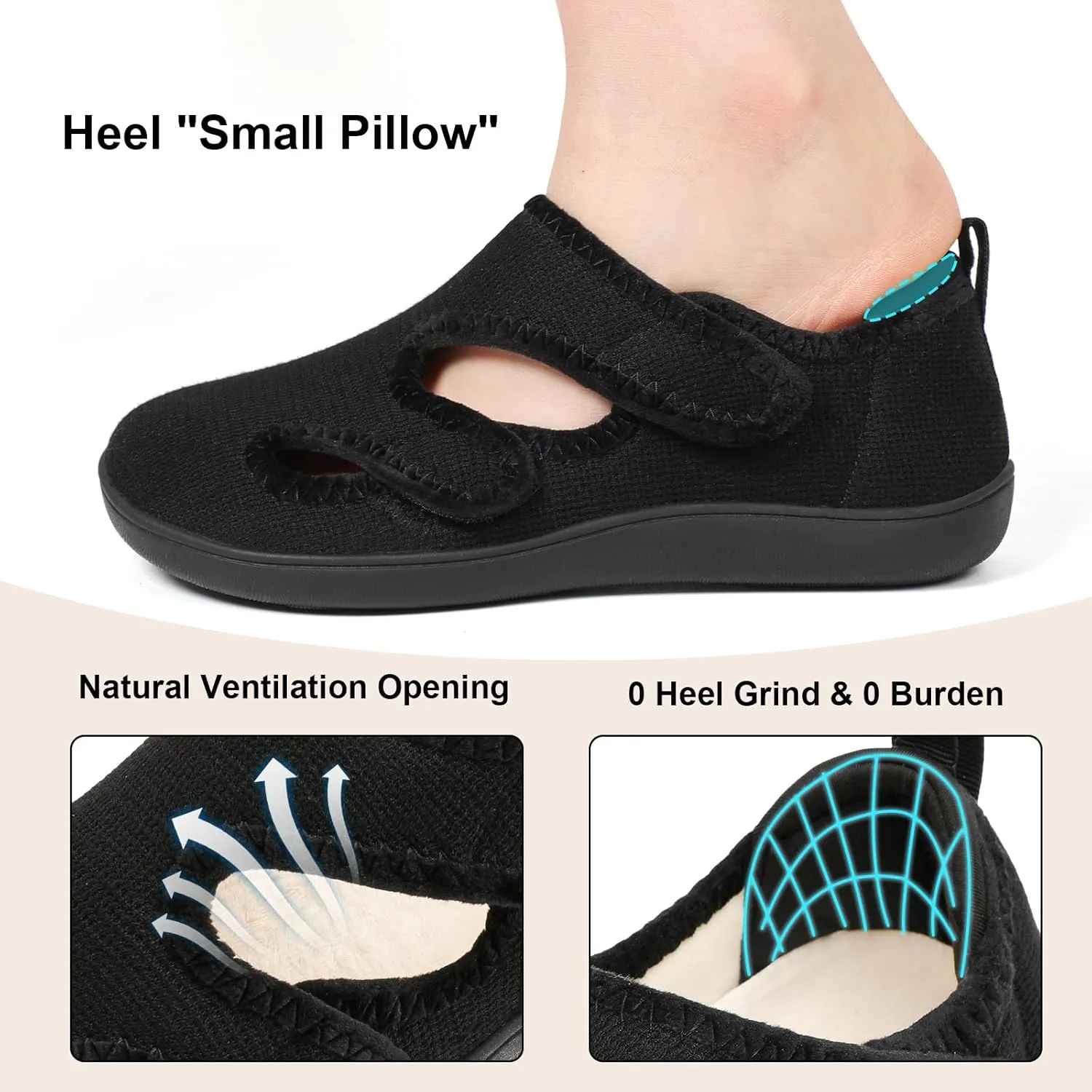 Scurtain Womens Slippers Wide Diabetic Shoes Comfy Neuropathy Bunion Recovery Shoes Casual Walking Shoes Indoor Outdoor Slippers