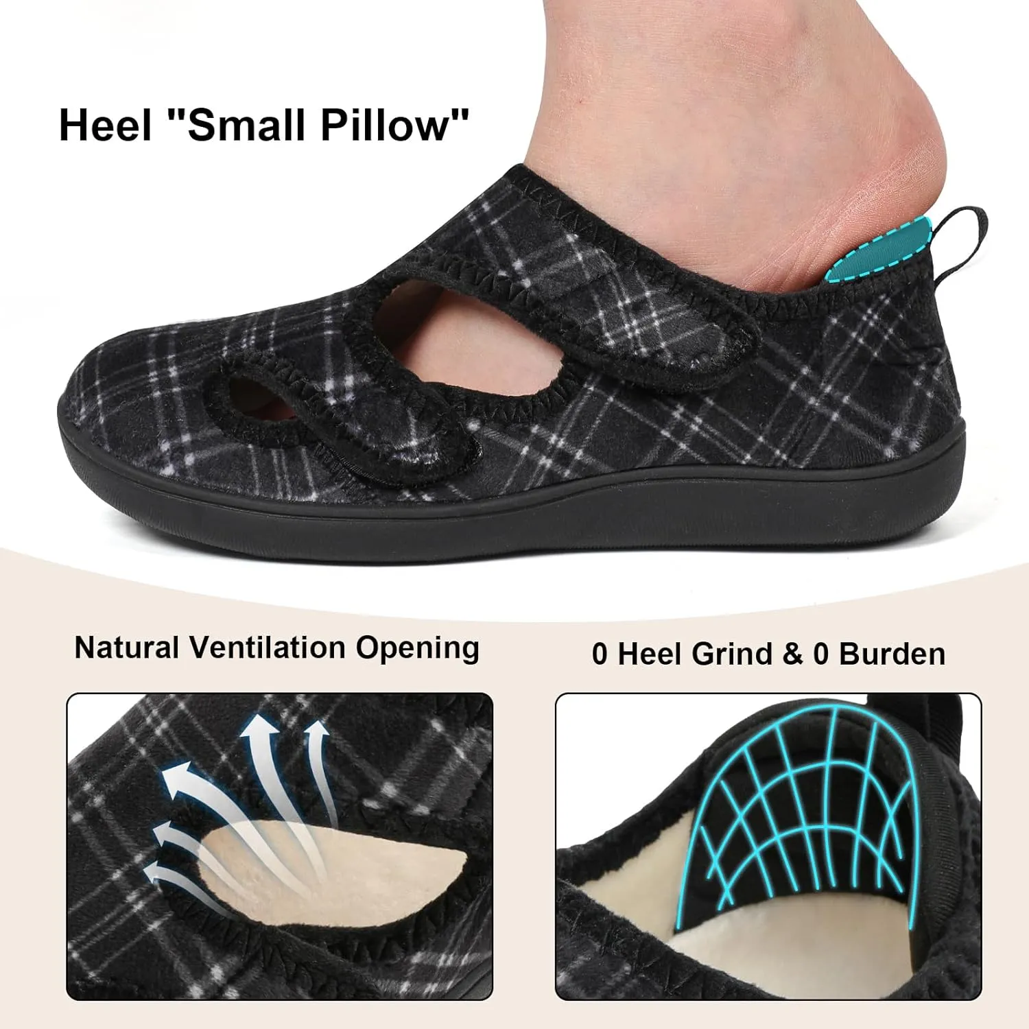 Scurtain Womens Slippers Wide Diabetic Shoes Comfy Neuropathy Bunion Recovery Shoes Casual Walking Shoes Indoor Outdoor Slippers
