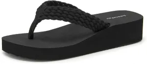 SelenePair Women's Platform Flip Flops Comfortable Arch Support Rhinestone Braid Summer Beach Slide Sandals Soft Woven Strap Slip On Lightweight Casual Walking Thong Sandals