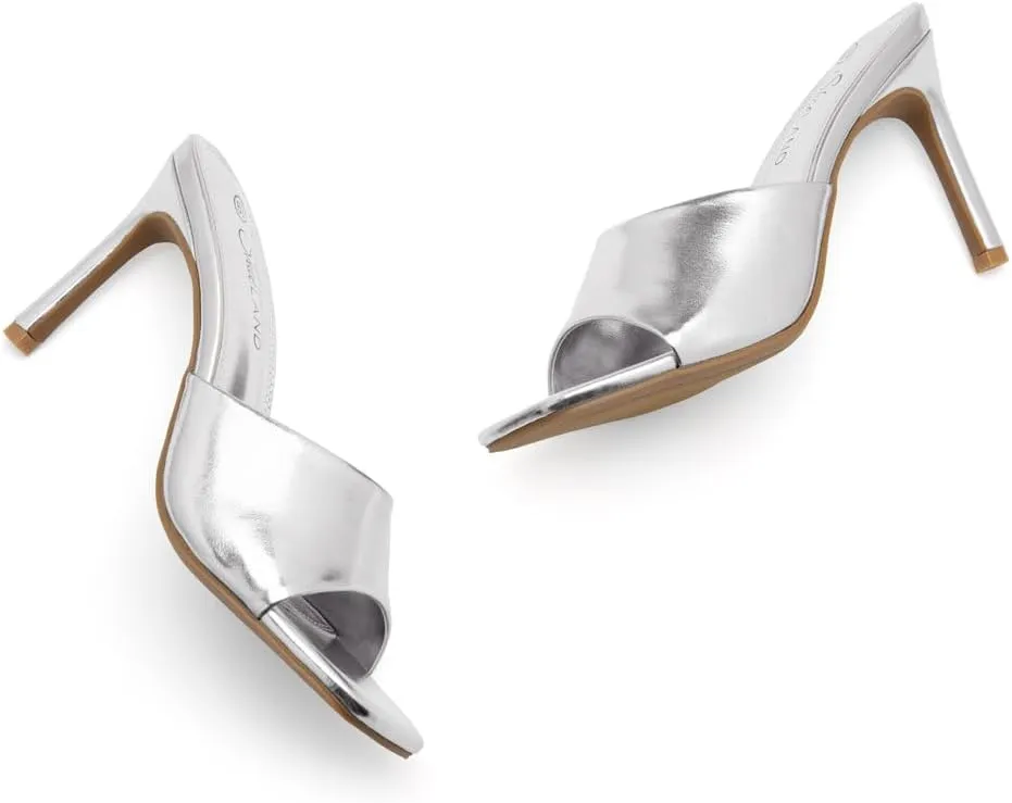 Shoe Land Melrose Women's High Heels Stiletto Heeled Slides, Square Open Toe One Band Slip-On Heeled Mules – Dressy Clear Heeled Sandals for Prom Party Wedding and Vacation