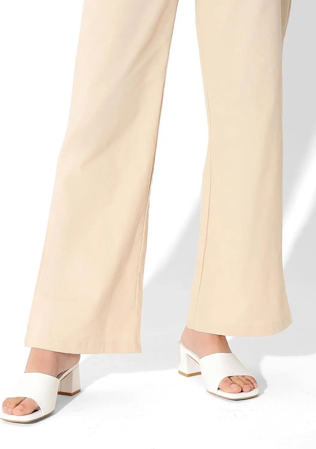 Shoe'N Tale Heeled Sandals For Women Square Open Toe Heeled Mules Chunky Block Low Heel Slip On Slides
