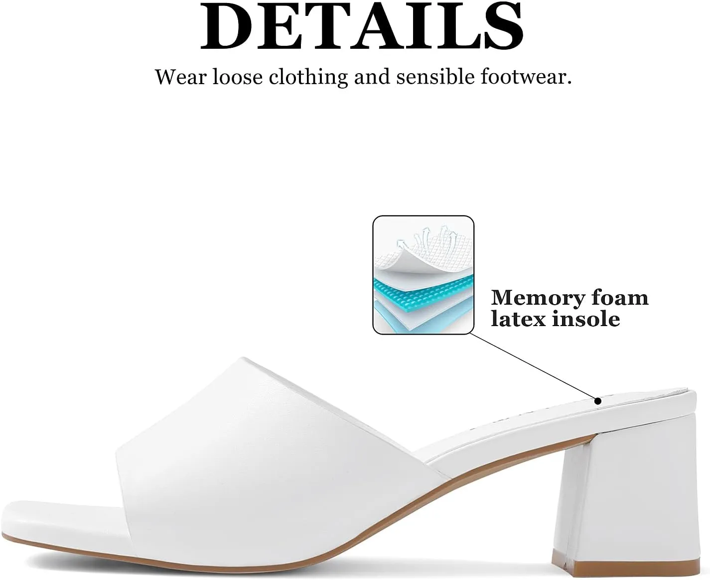 Shoe'N Tale Heeled Sandals For Women Square Open Toe Heeled Mules Chunky Block Low Heel Slip On Slides