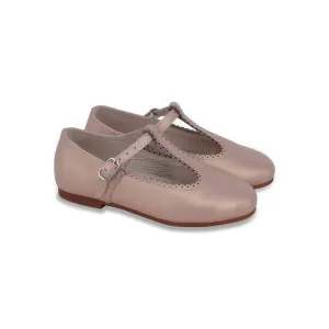 shoes lace detail t straps - metallic light pink