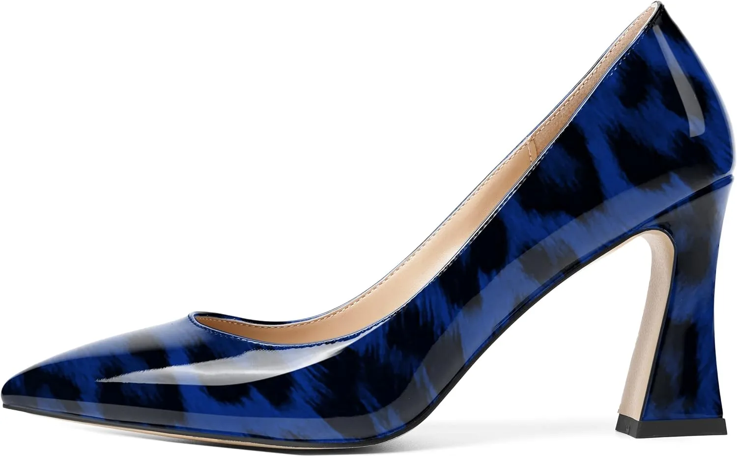 SHOWFOREST Womens Sexy Wedding Pointed Toe Slip On Patent Spool High Heel Pumps Shoes 3.3 Inch