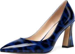 SHOWFOREST Womens Sexy Wedding Pointed Toe Slip On Patent Spool High Heel Pumps Shoes 3.3 Inch